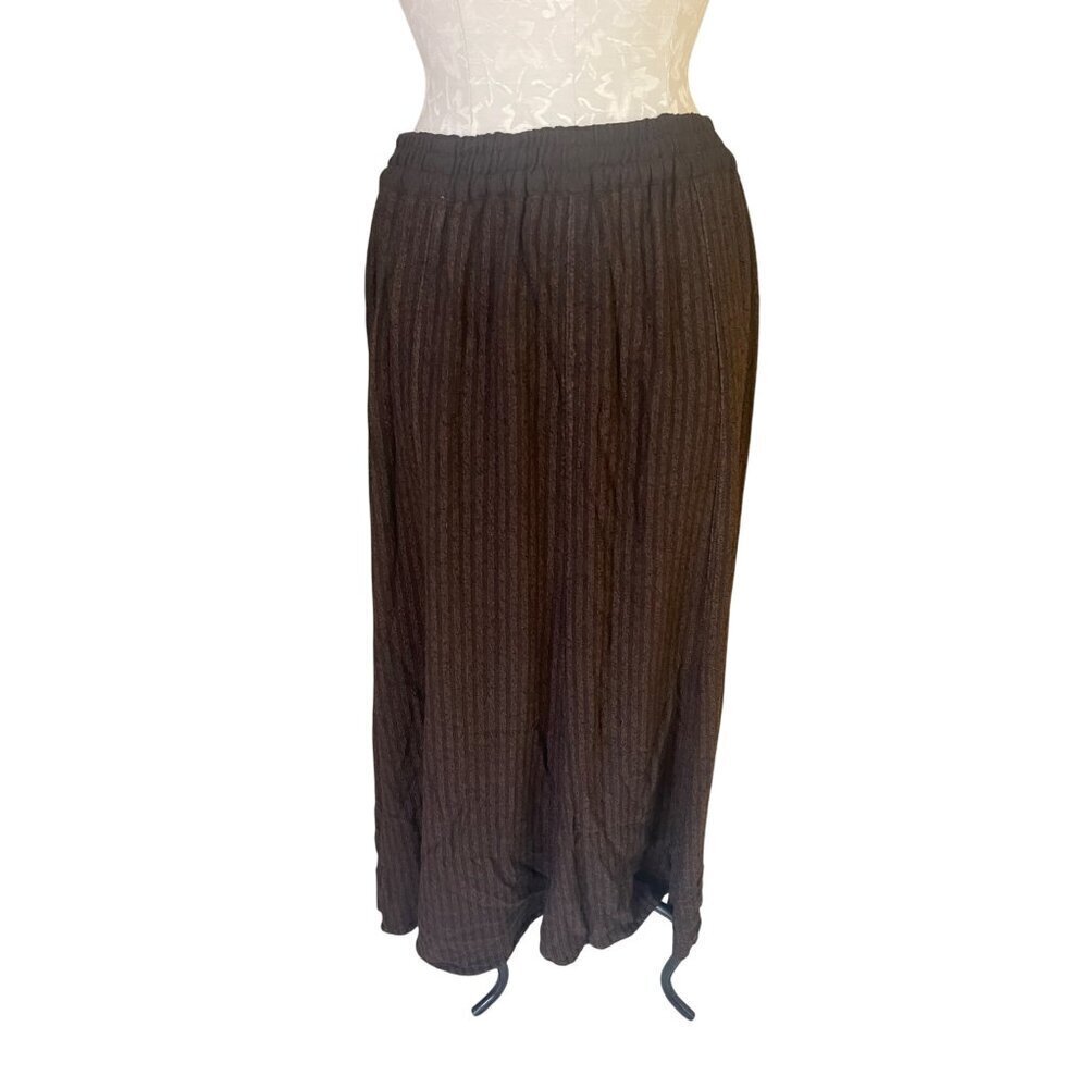 Tienda Ho Womens Skirt One Size Brown Maxi Elastic Waist Pleated Casual